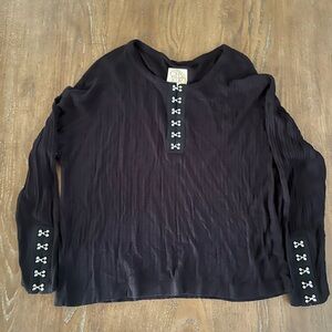 Chaser Black  Long Sleeve Top with Button Accents